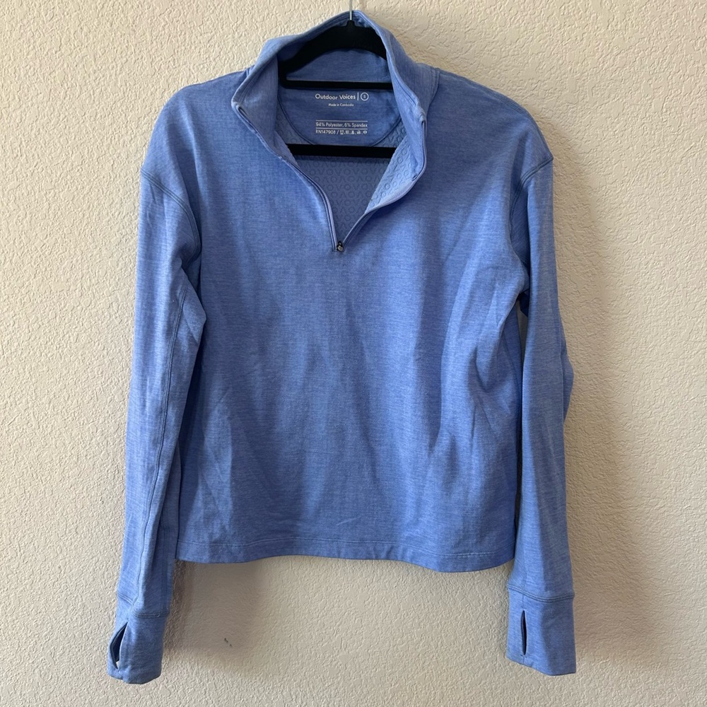Outdoor Voices Quarter-Zip Pullover, Color: Periwinkle Blue, Size: Women’s Small